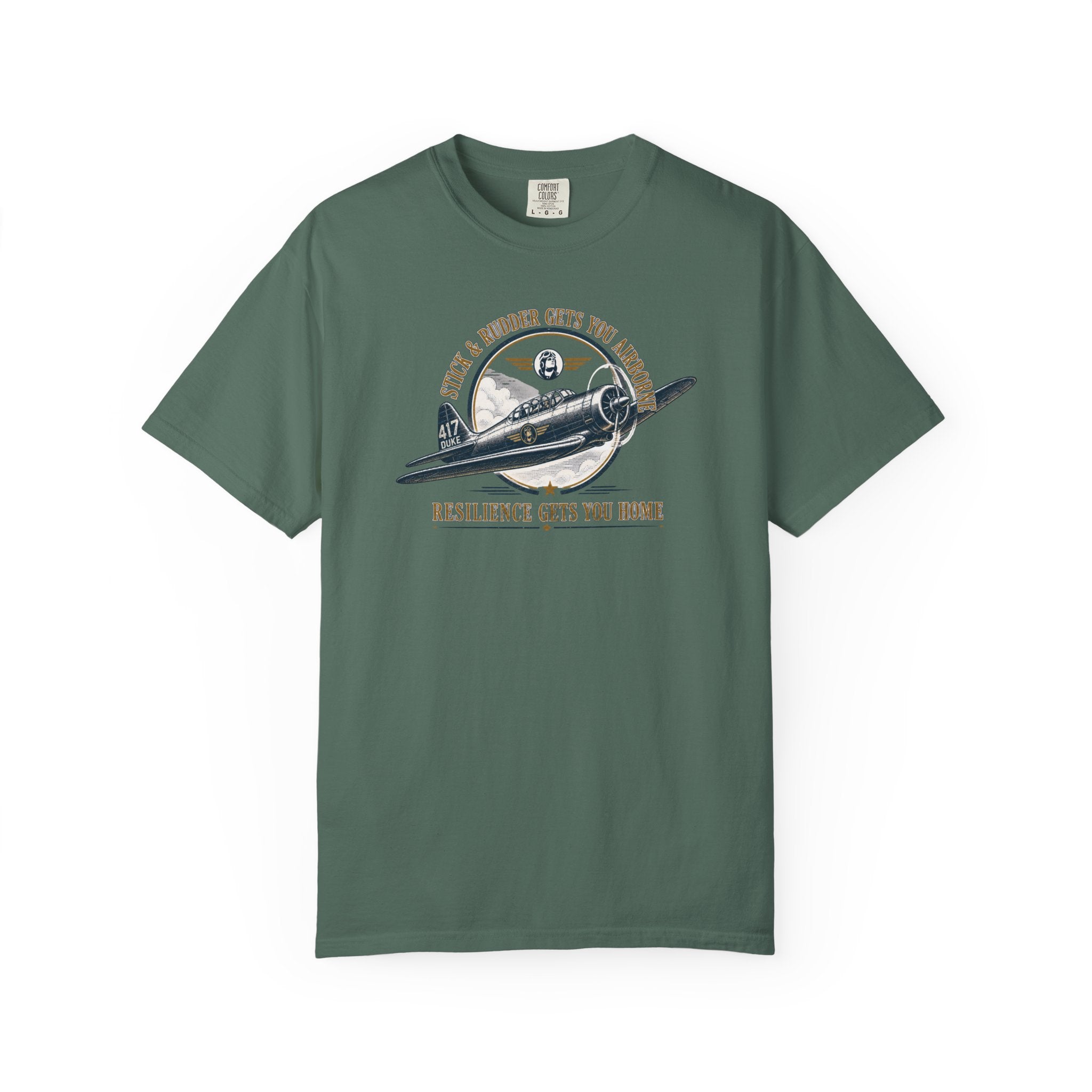 Stick & Rudder Gets You Airborne Resilience Gets You Home T-Shirt — Vintage Plane Tee