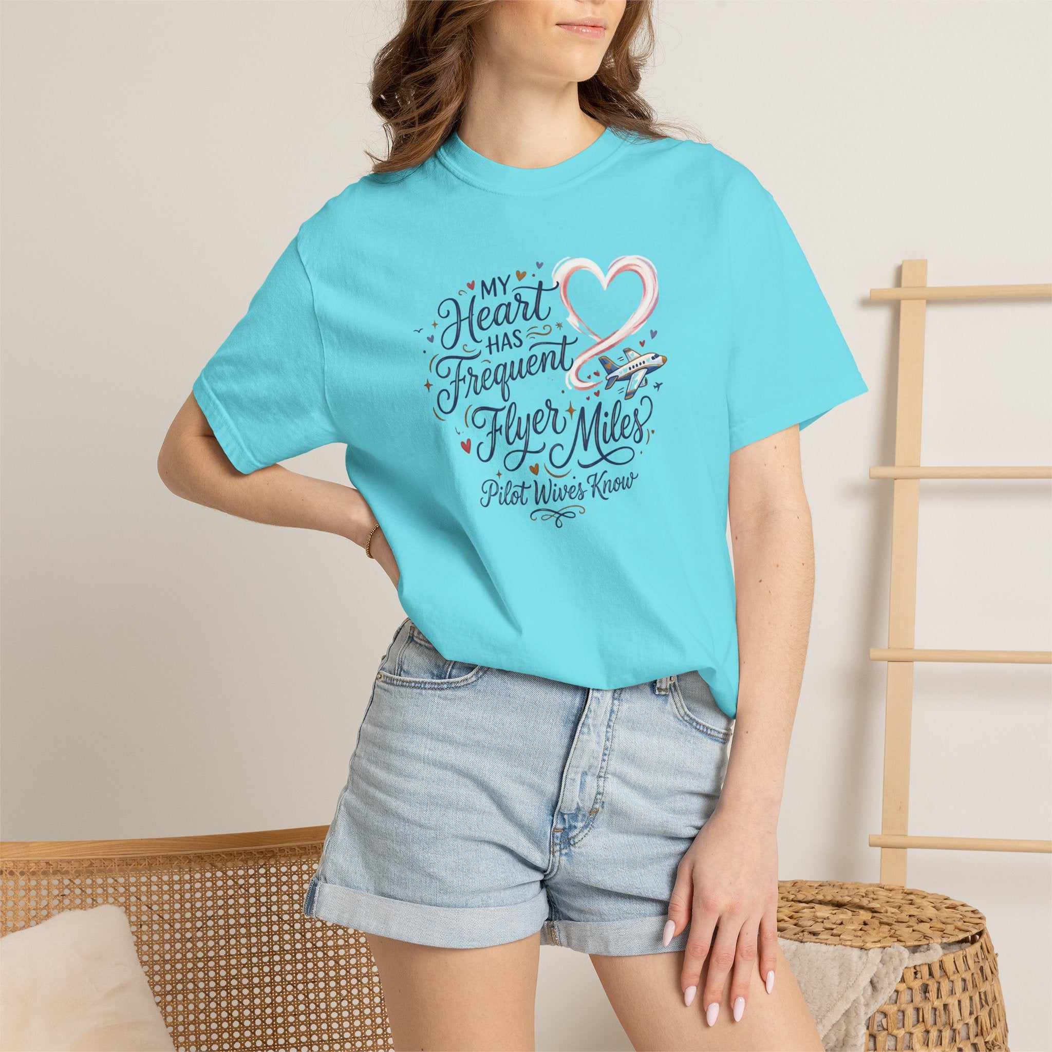 Pilot Wives Tribute T-Shirt — "My Heart Has Frequent Flier Miles"