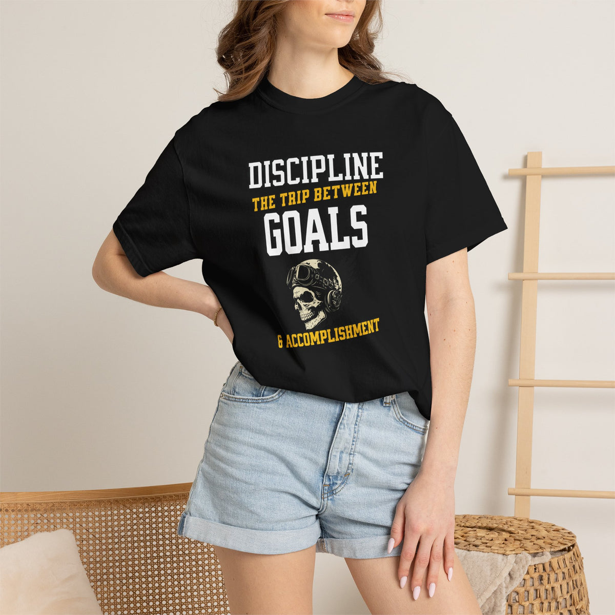 Discipline Means Goals T-Shirt — "Discipline: The Trip Between Goals & Accomplishment" Motivational Tee