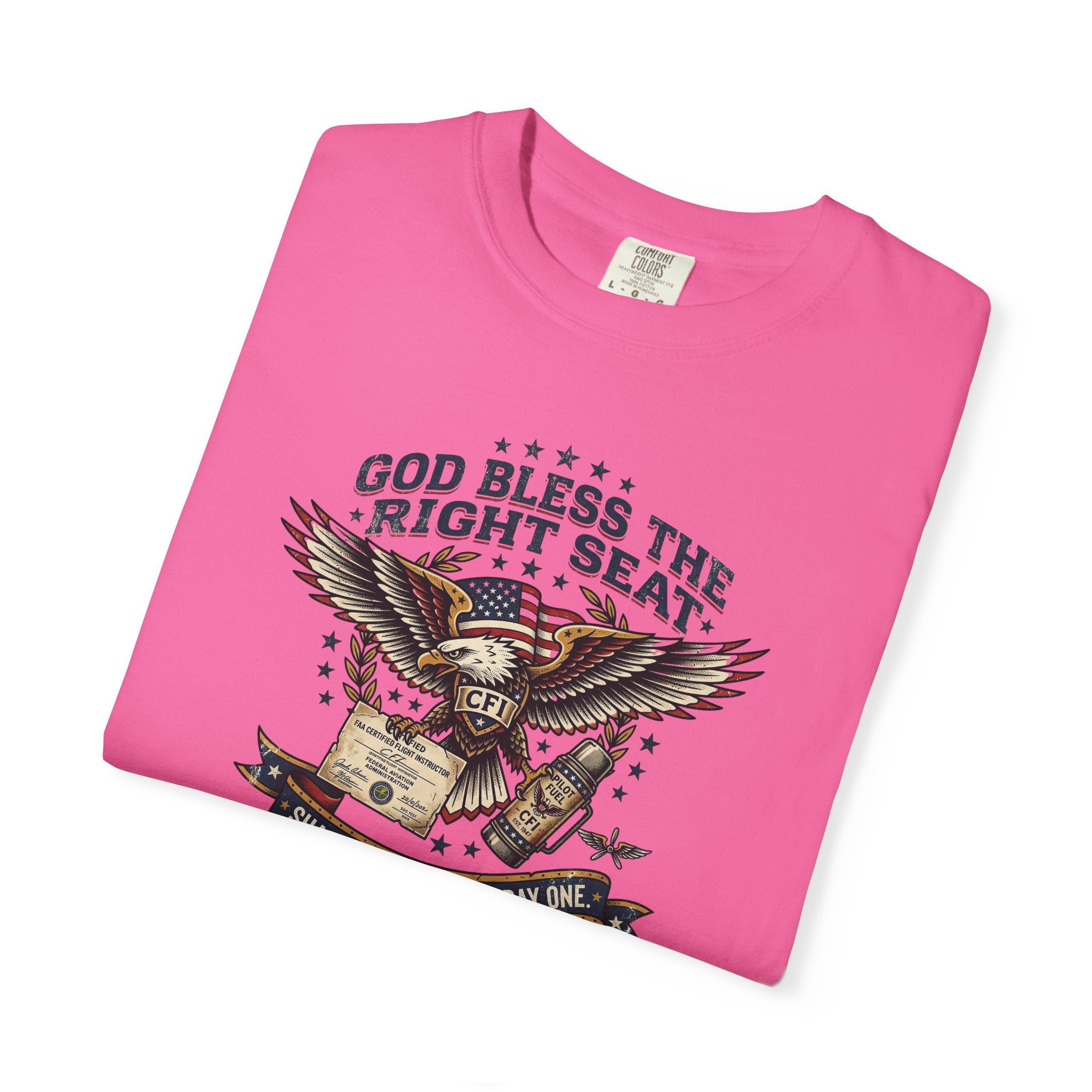 God Bless the Right Seat Pilot T-Shirt — Funny Flight Instructor Tee