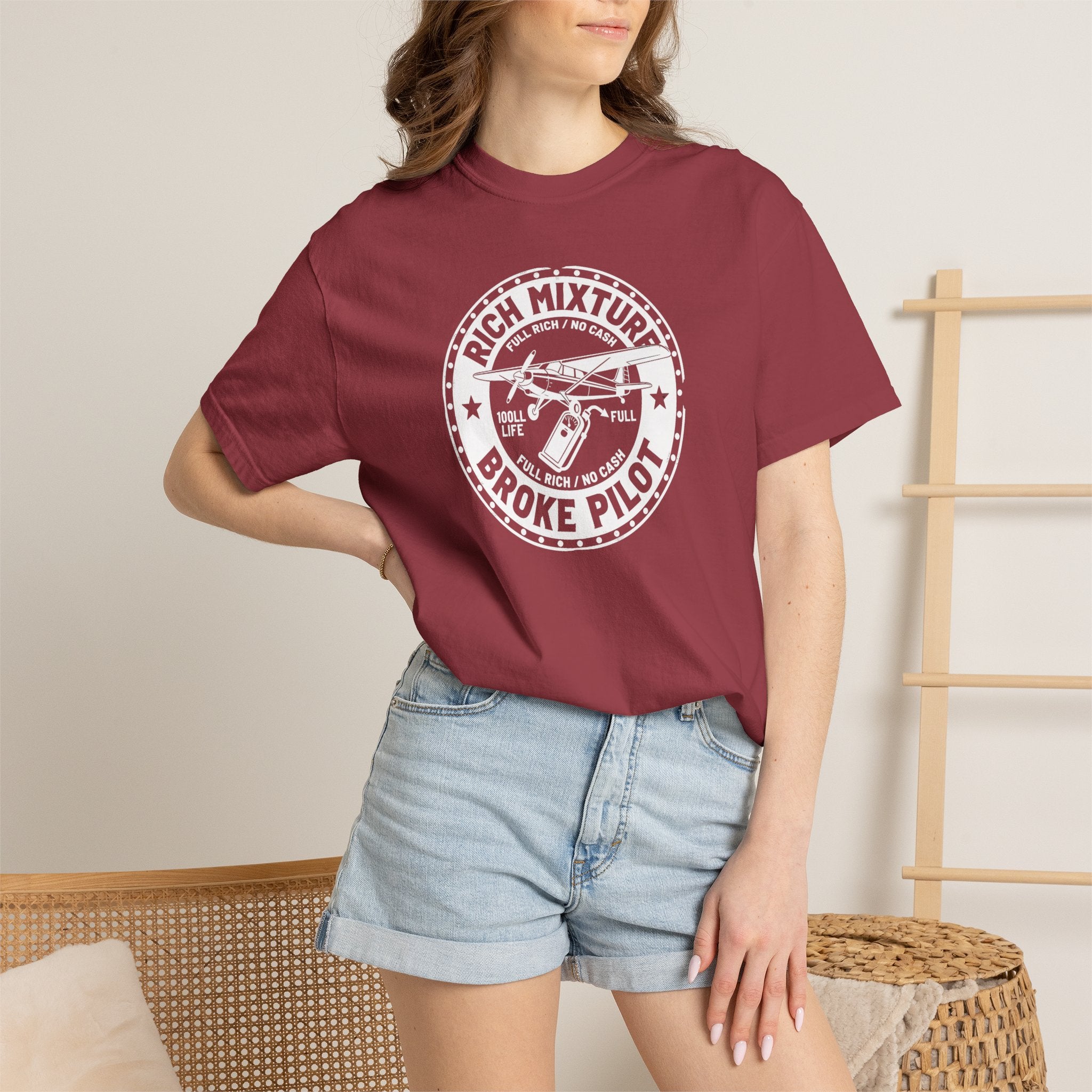 Broke Pilot T-Shirt — Funny Pilot Tee, 'Rich Mixture, Broke Pilot' Aviation Gift
