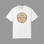 White t-shirt with a pilot wife logo on a shaded background