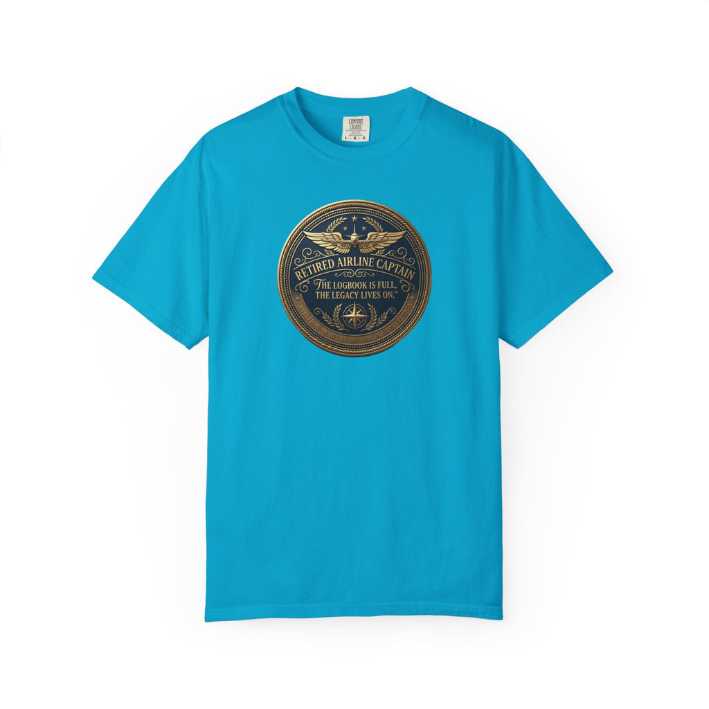 Retired Airline Captain T-Shirt — “The Logbook Is Full. The Legacy Lives On.”