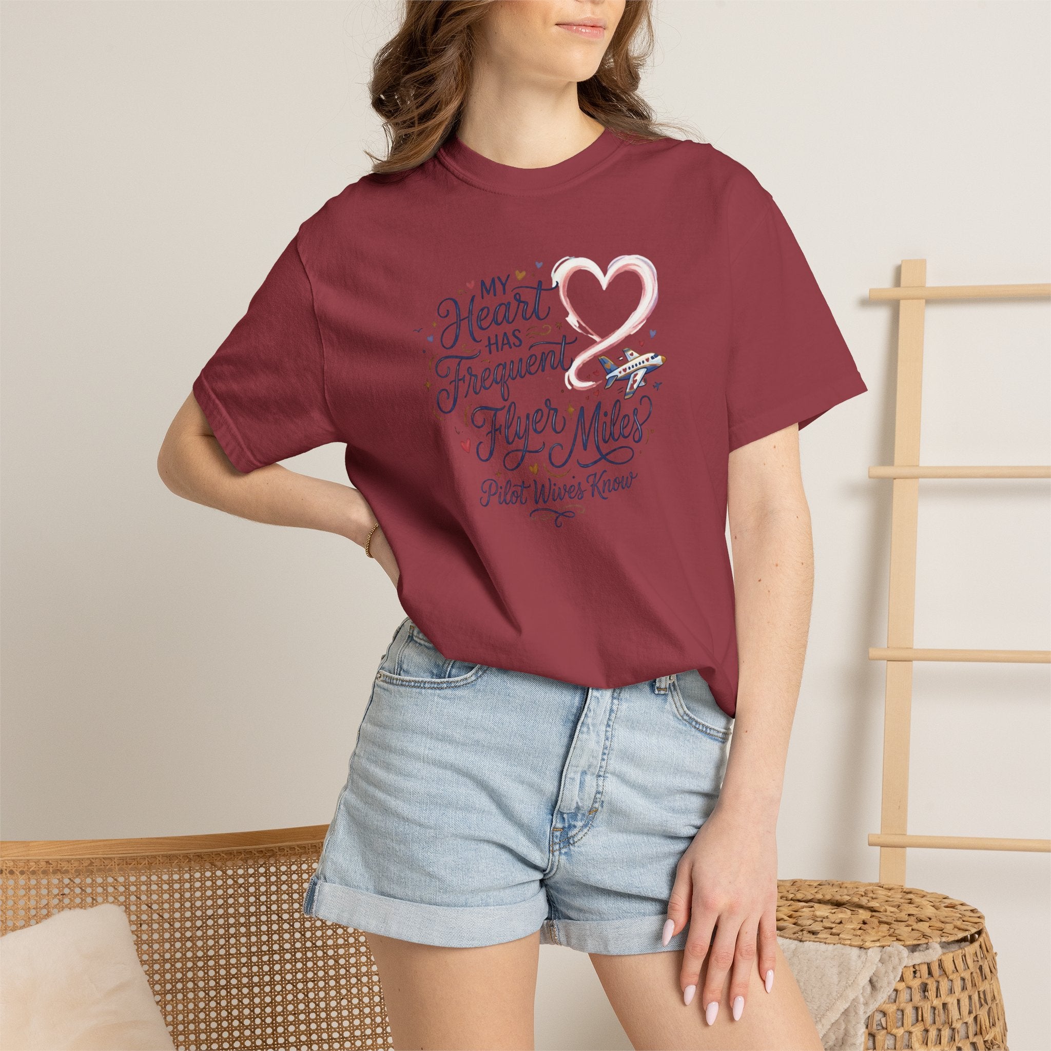 Pilot Wives Tribute T-Shirt — "My Heart Has Frequent Flier Miles"