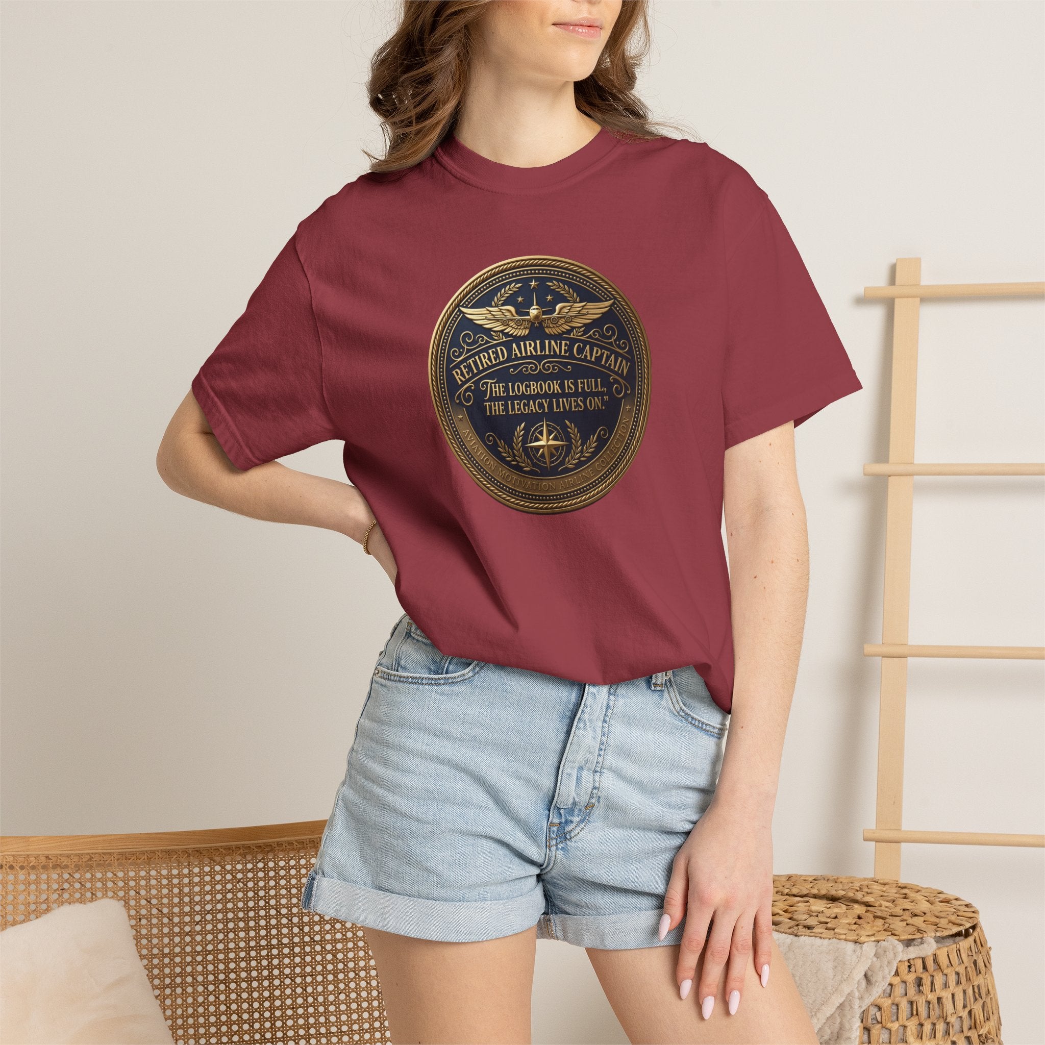 Retired Airline Captain T-Shirt — “The Logbook Is Full. The Legacy Lives On.”