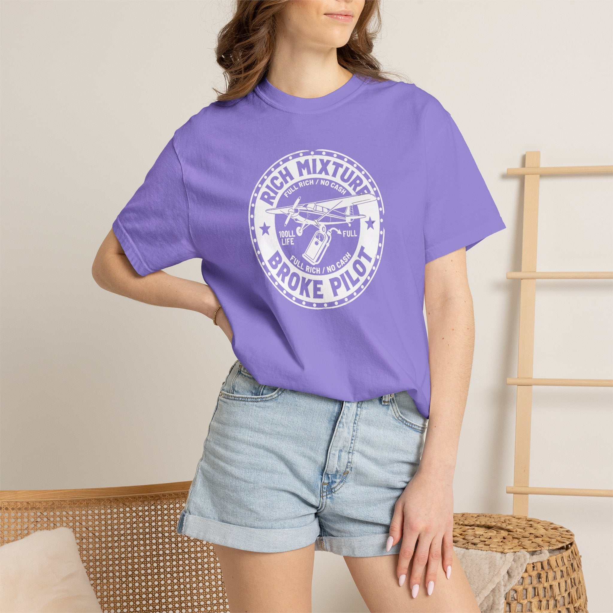 Broke Pilot T-Shirt — Funny Pilot Tee, 'Rich Mixture, Broke Pilot' Aviation Gift
