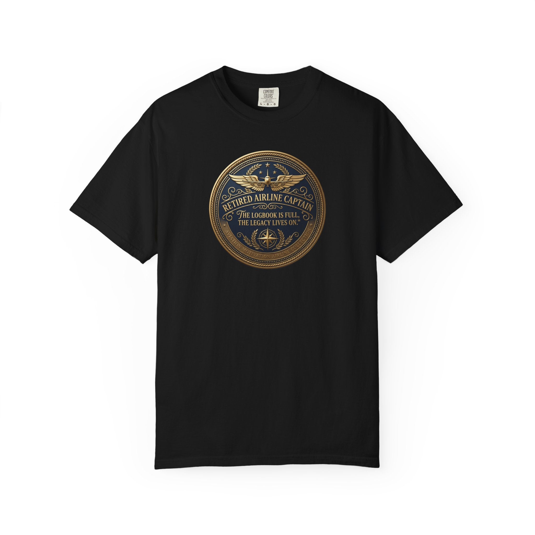 Retired Airline Captain T-Shirt — “The Logbook Is Full. The Legacy Lives On.”
