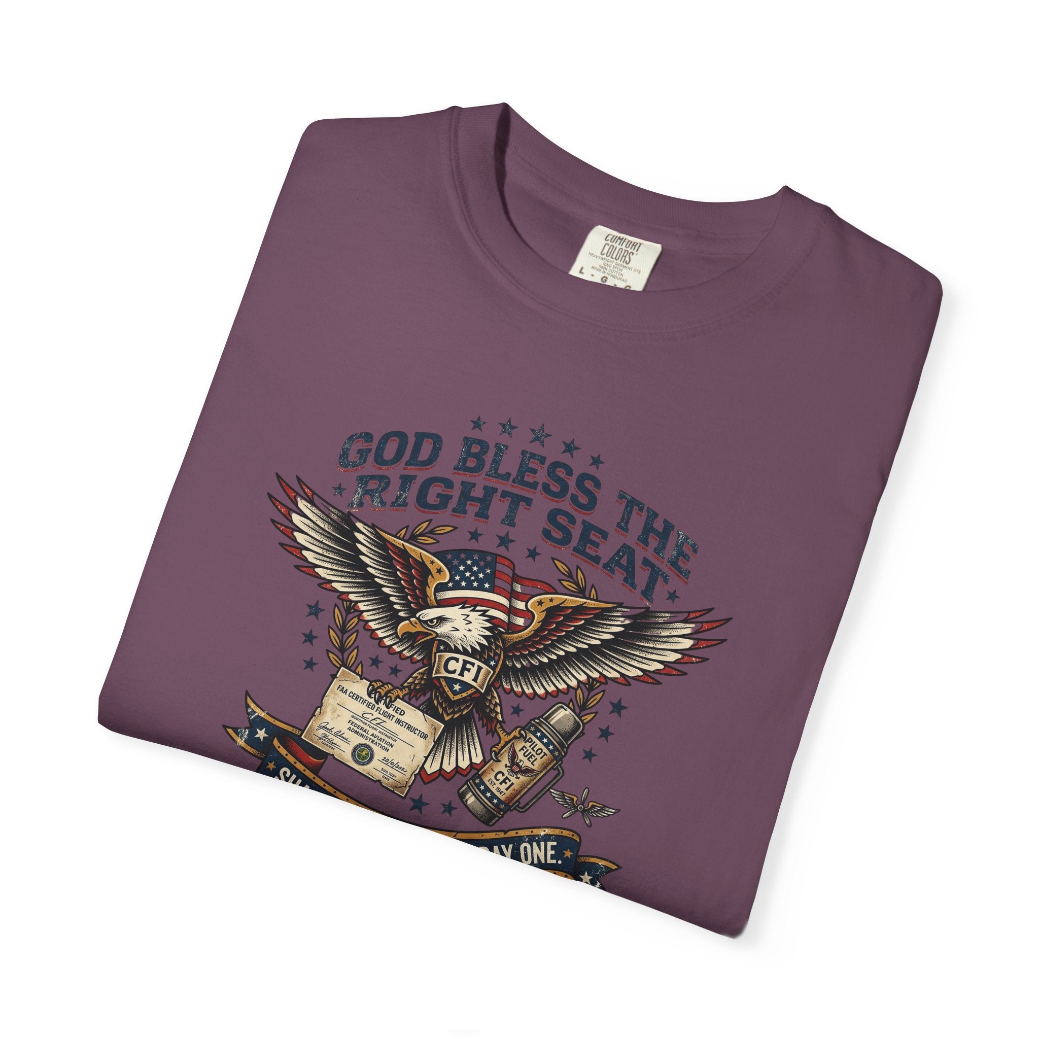 God Bless the Right Seat Pilot T-Shirt — Funny Flight Instructor Tee