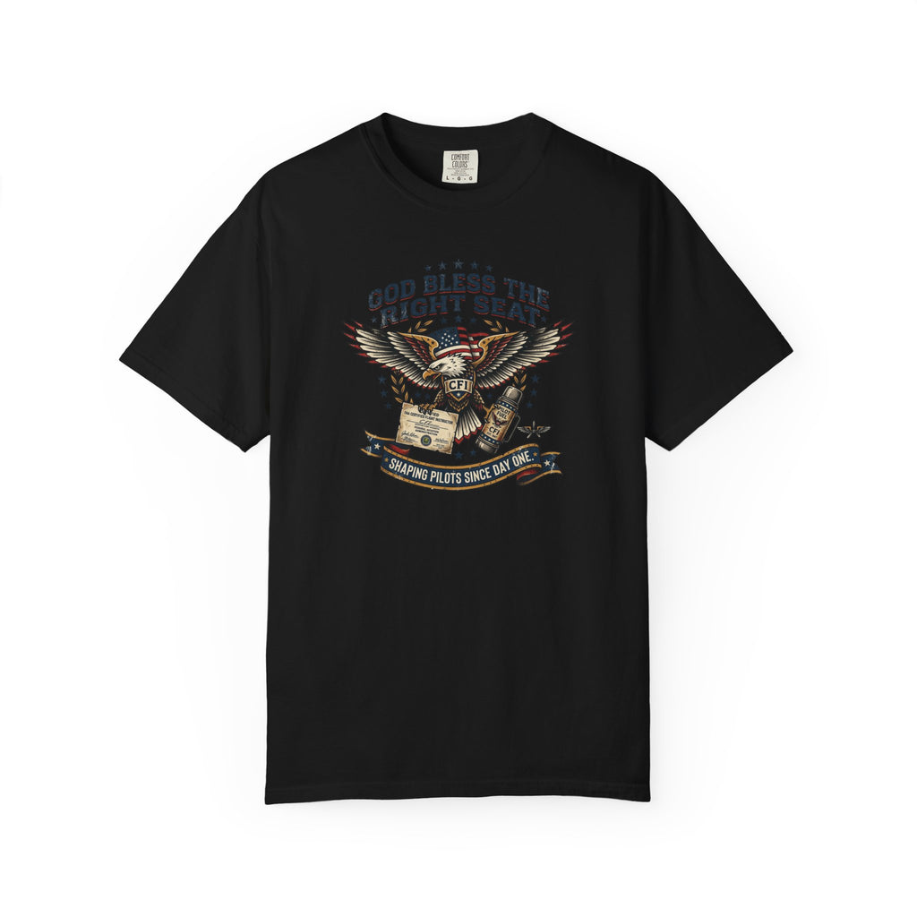 God Bless the Right Seat Pilot T-Shirt — Funny Flight Instructor Tee