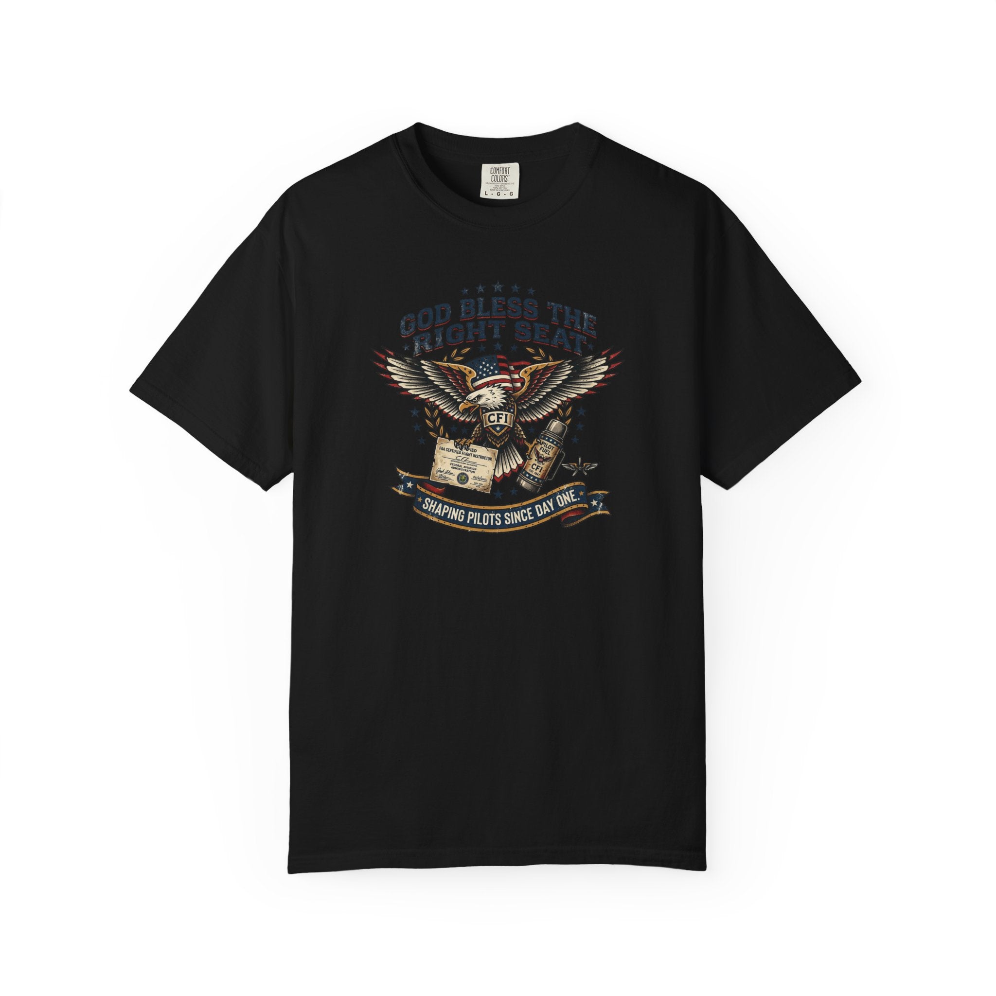 God Bless the Right Seat Pilot T-Shirt — Funny Flight Instructor Tee