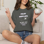 Pilot Wife Life T-Shirt — He Flies. I Wait. (and Worry a Little).