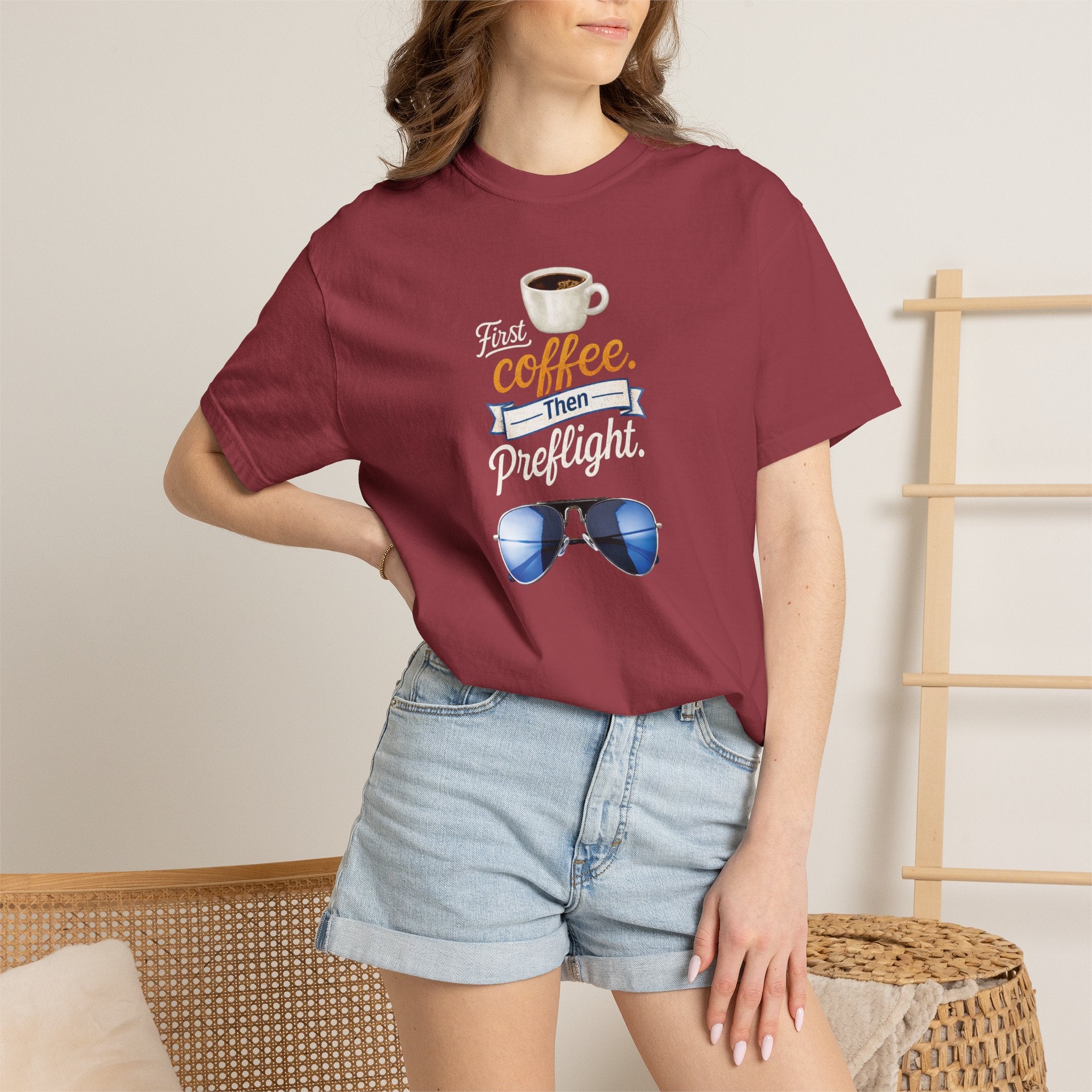 Aviation "First Coffee, Then Preflight" T-Shirt