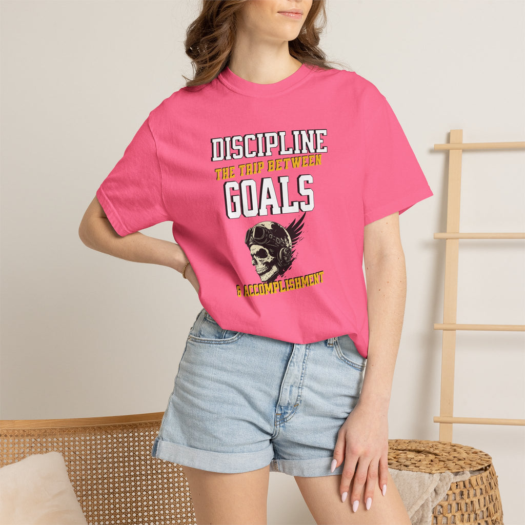 Discipline Means Goals T-Shirt — "Discipline: The Trip Between Goals & Accomplishment" Motivational Tee