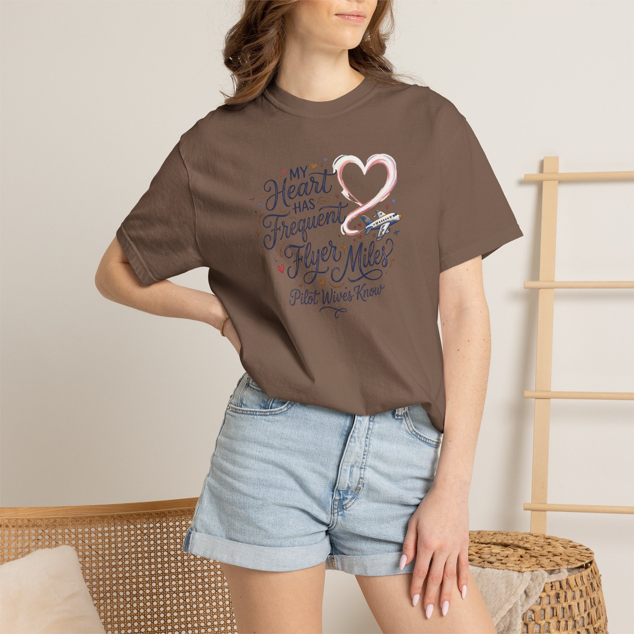 Pilot Wives Tribute T-Shirt — "My Heart Has Frequent Flier Miles"