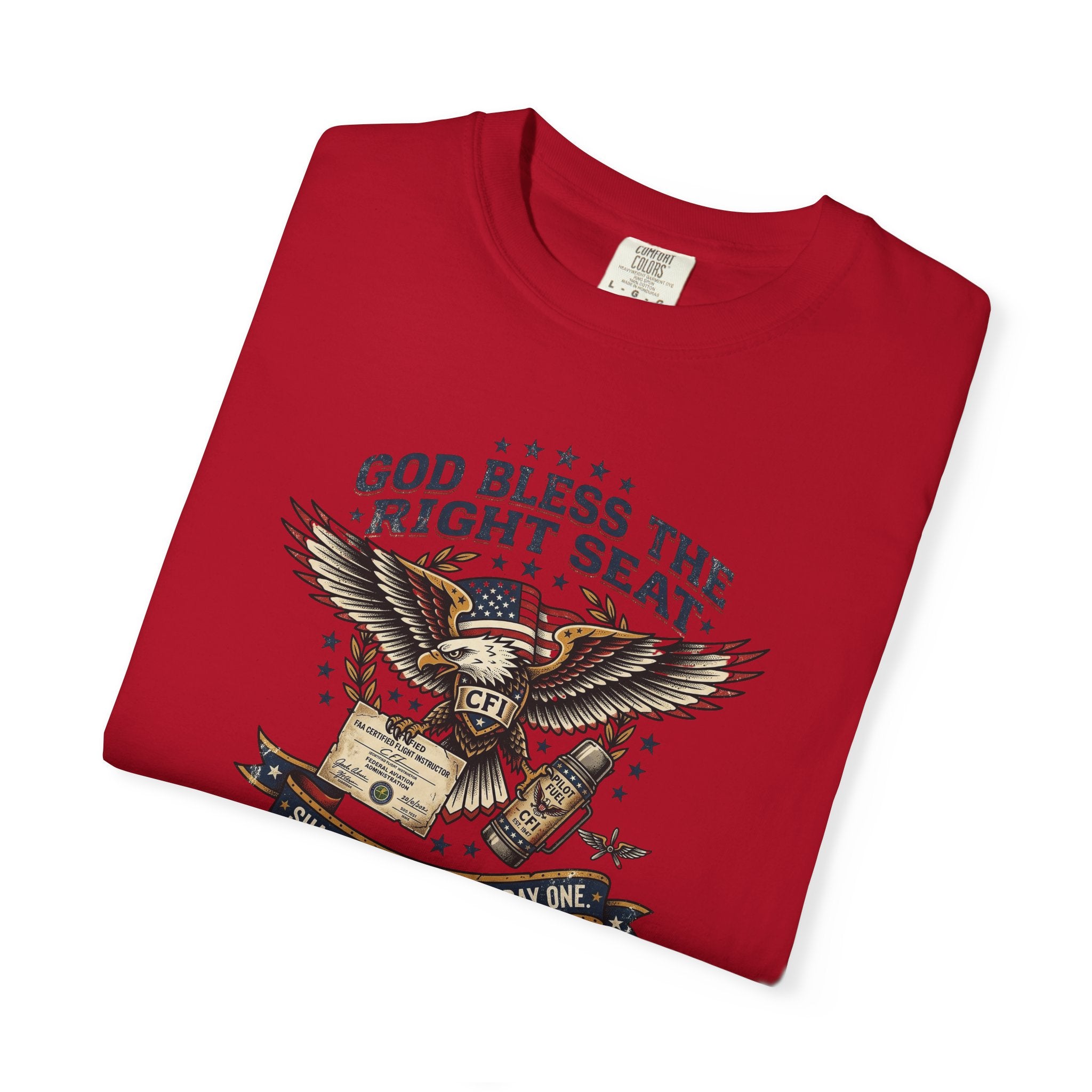 God Bless the Right Seat Pilot T-Shirt — Funny Flight Instructor Tee