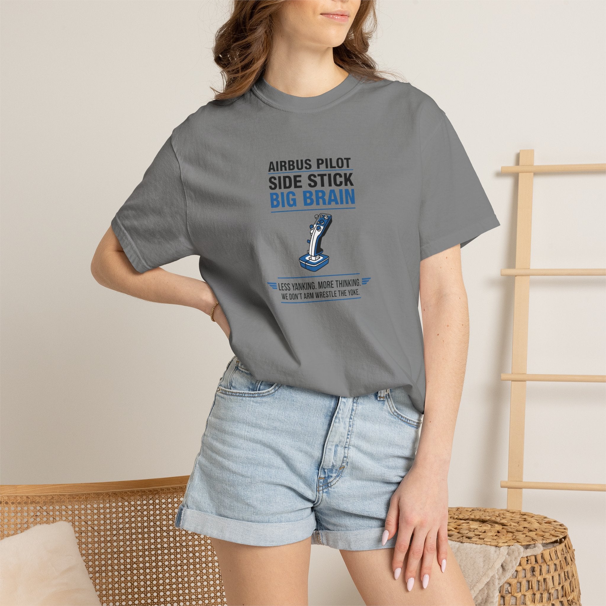 Airbus Side Stick Big Brain Aviation T-Shirt