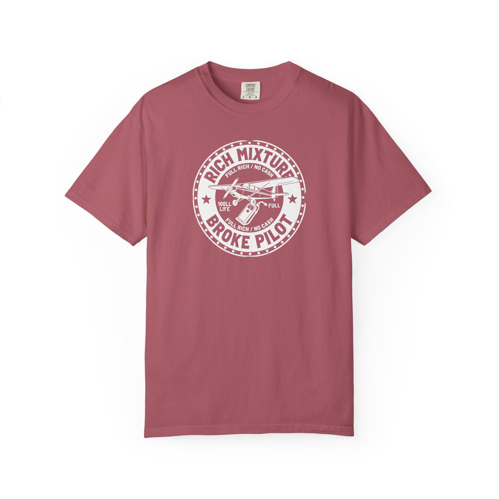 Broke Pilot T-Shirt — Funny Pilot Tee, 'Rich Mixture, Broke Pilot' Aviation Gift