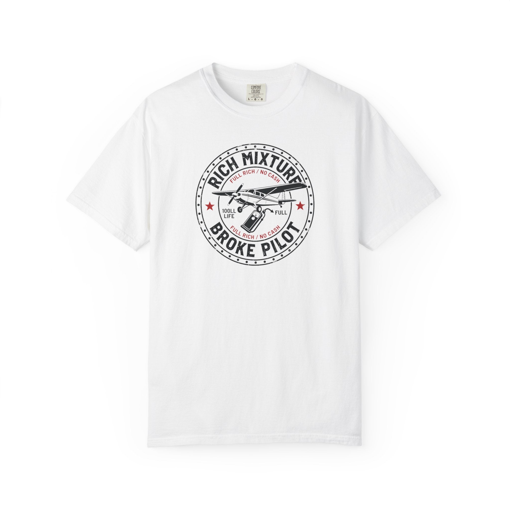 Broke Pilot T-Shirt — Funny Pilot Tee, 'Rich Mixture, Broke Pilot' Aviation Gift