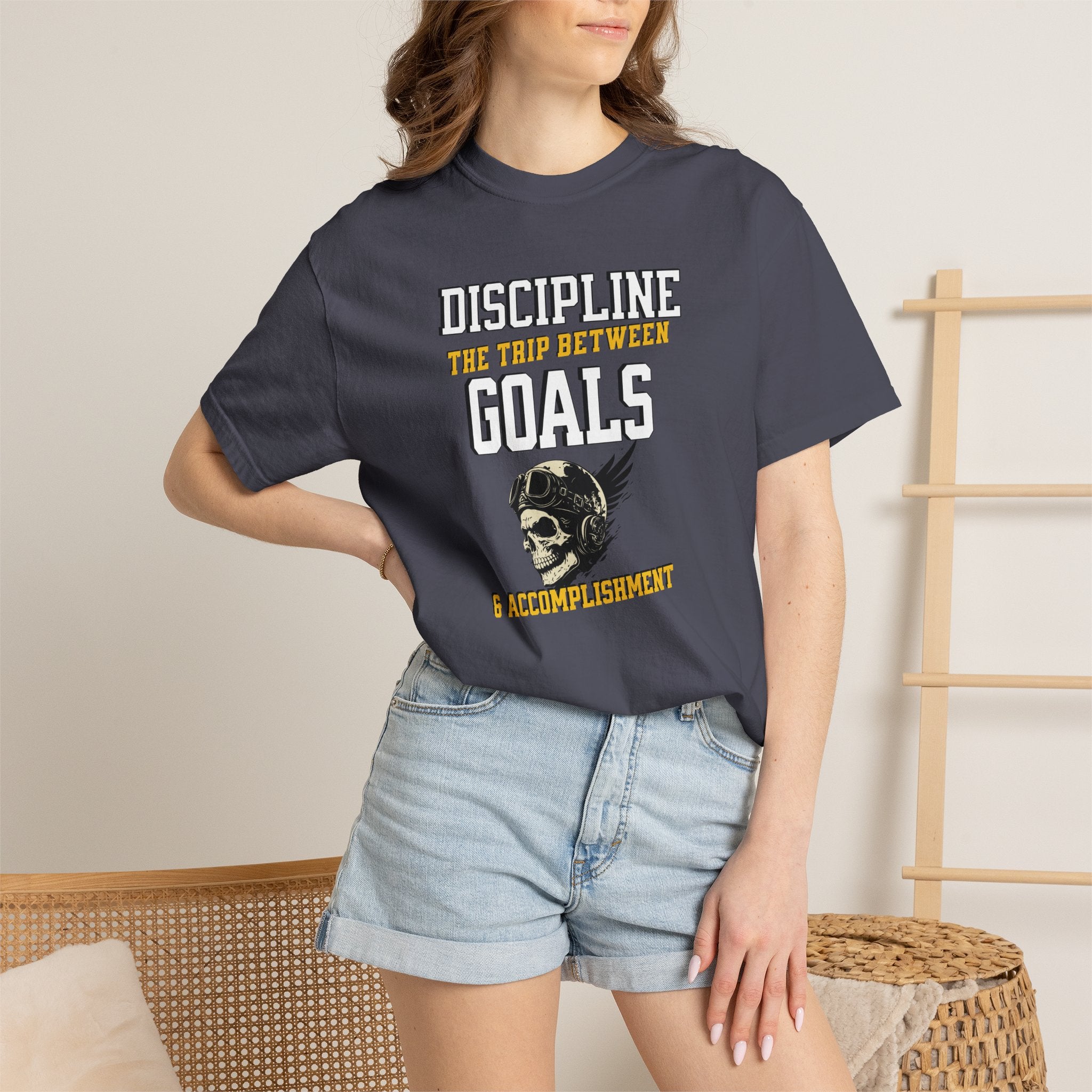 Discipline Means Goals T-Shirt — "Discipline: The Trip Between Goals & Accomplishment" Motivational Tee