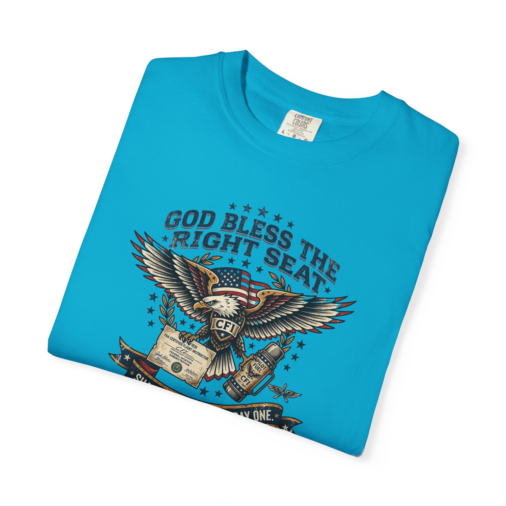 God Bless the Right Seat Pilot T-Shirt — Funny Flight Instructor Tee