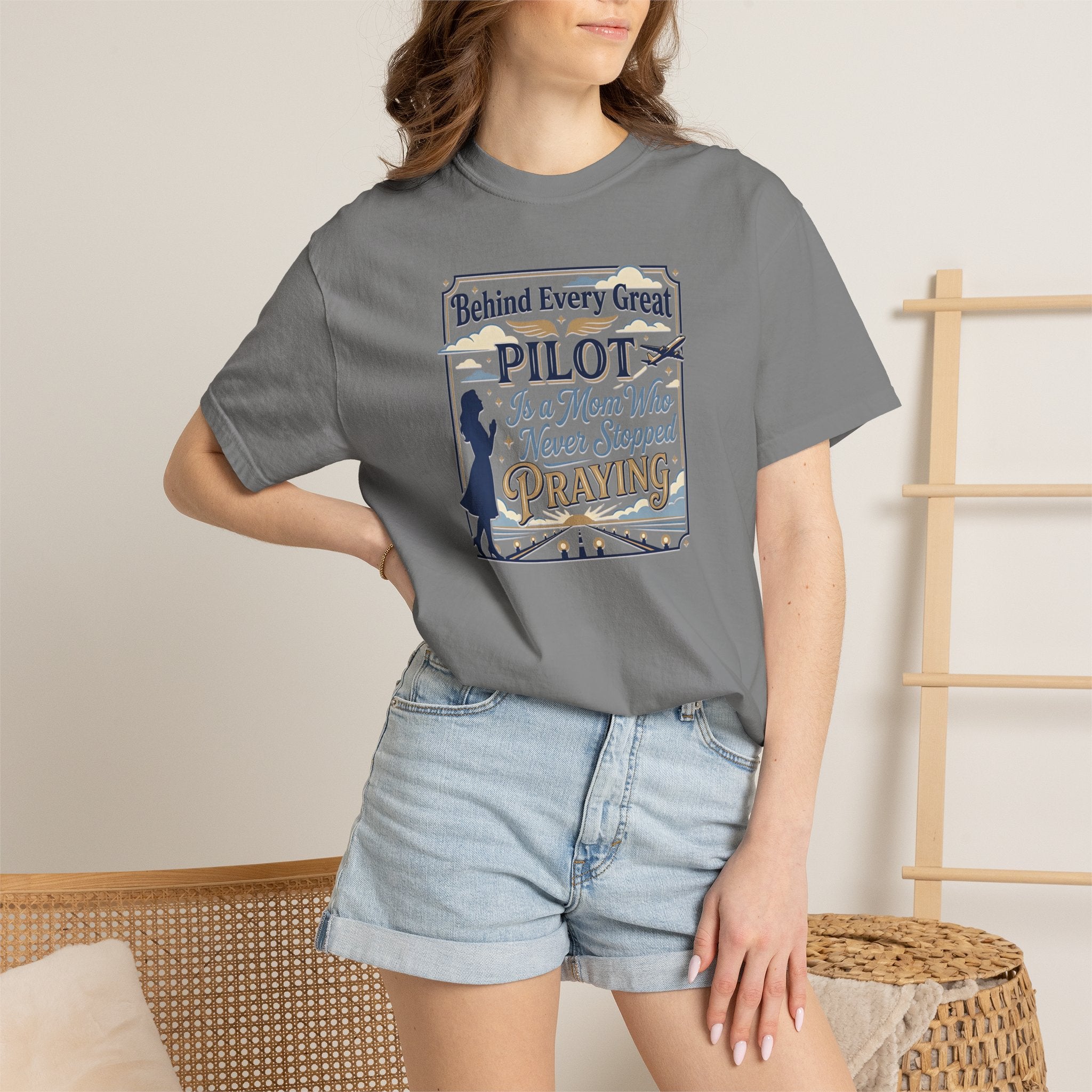 Pilot Mom Prayer T-Shirt — Emotional Aviation Tee for Prayerful Pilot Mothers