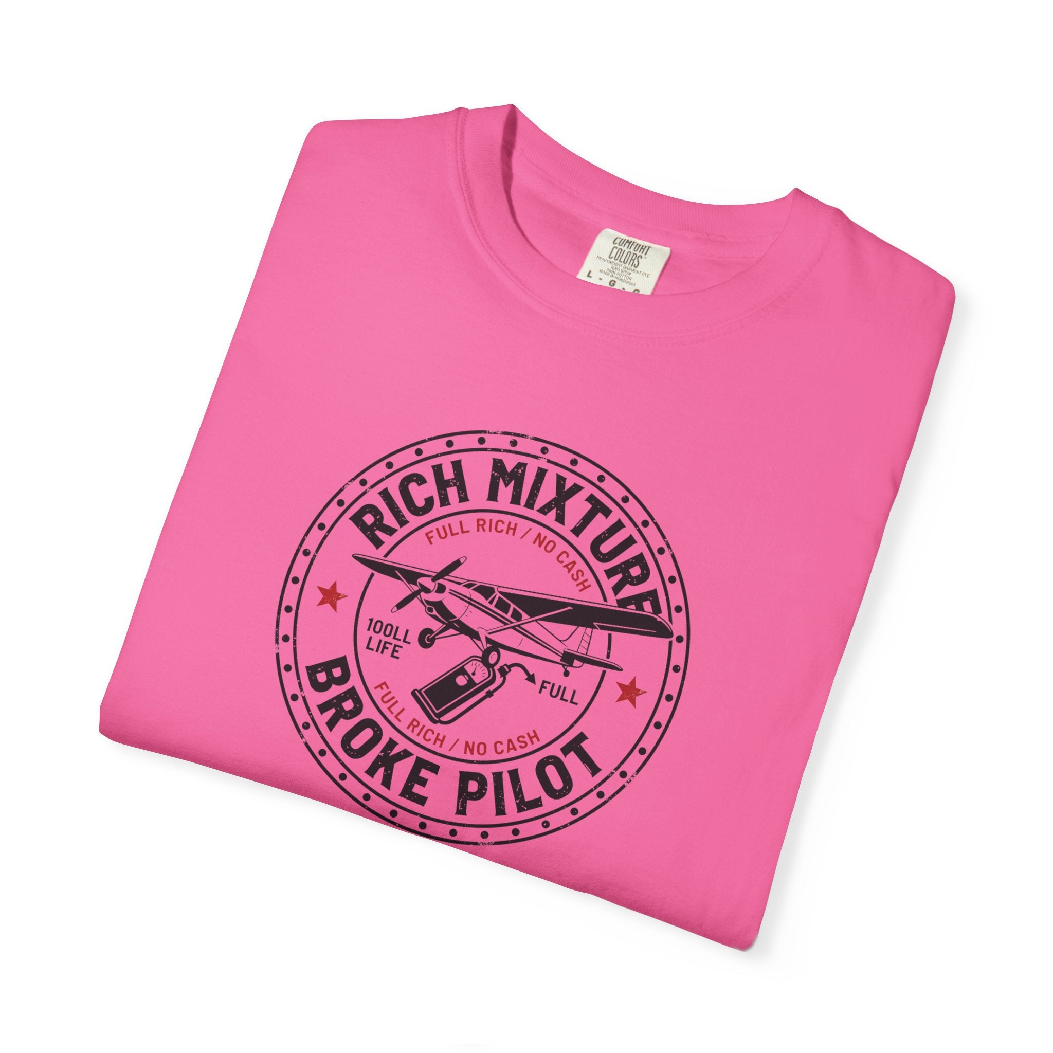 Broke Pilot T-Shirt — Funny Pilot Tee, 'Rich Mixture, Broke Pilot' Aviation Gift